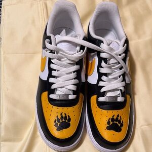Customized Black and Yellow Paw Print Sneakers